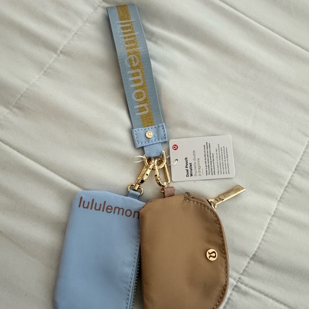 Lululemon Blue and Tan Clutch Wristlet